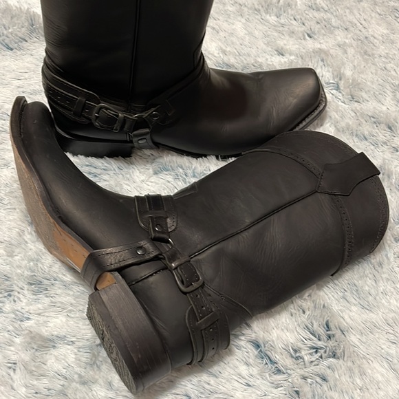 Old Corral Mens Black Harness Square Toed Boots Size 11.5 - Picture 7 of 15